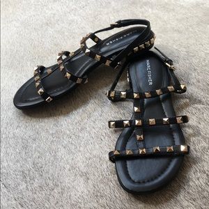 Marc Fisher Black Gladiator Studded Sandals